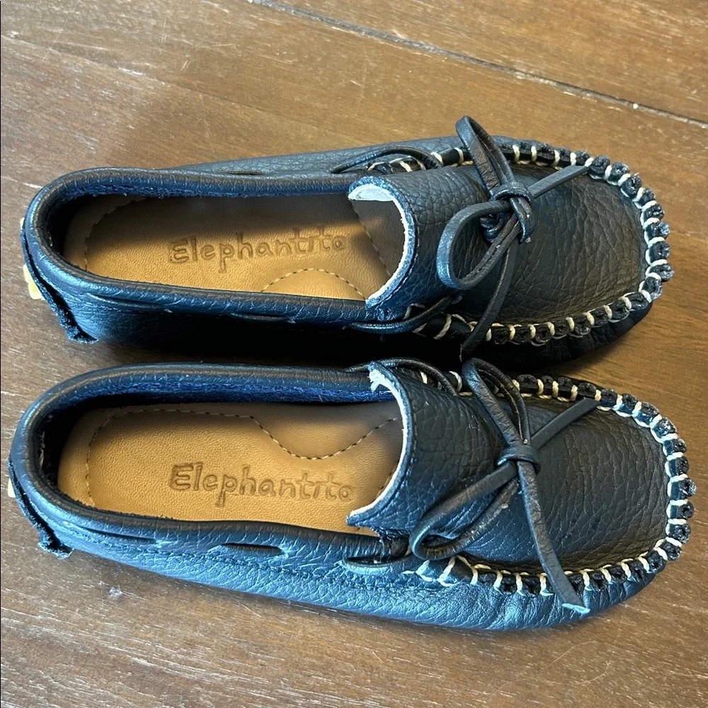 Elephantito Navy Leather Slip-on Loafer Driver Shoes